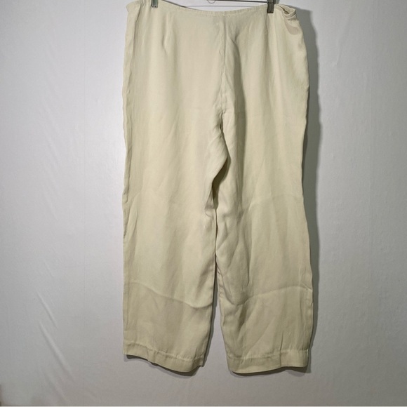 Eileen Fisher Crepe Silk Pants XL Ivory Highwaist Straight Leg Lightweight - Picture 3 of 13